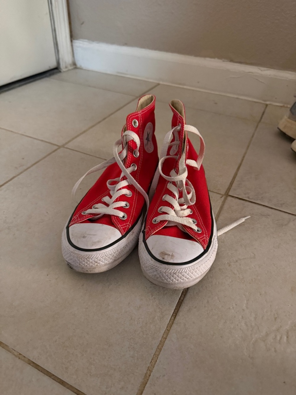Converse Red High-Top Kids Sneakers with White Laces